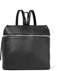Kara Large Textured Leather Backpack Black