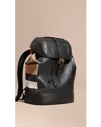 Burberry Leather And Canvas Check Backpack