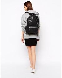 American Apparel Leather Backpack In Black