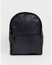 ASOS DESIGN Leather Backpack In Black