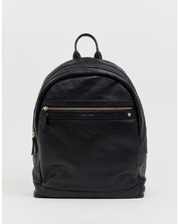 ASOS DESIGN Leather Backpack In Black Saffiano With S And Emboss
