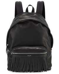 Saint Laurent Leather Backpack With Fringe Detail Black