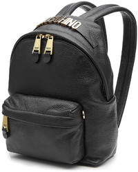 Moschino Leather Backpack With Gilded Logo Embellisht