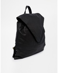 Asos Leather Backpack With Pointed Flap