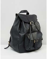 Asos Leather Front Pocket Backpack