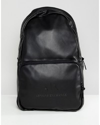 Armani Exchange Leather Look Logo Backpack In Black