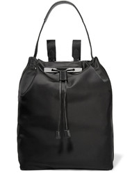 The Row Leather Trimmed Satin Backpack Black