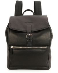 Salvatore Ferragamo Manhattan Leather Backpack Black
