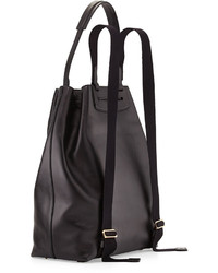 The Row Mini Leather Drawstring Backpack Black