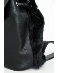 Missguided Faux Fur Buckle Detail Backpack Black