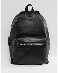 Hugo National Leather Backpack With Logo Zip Detail In Black