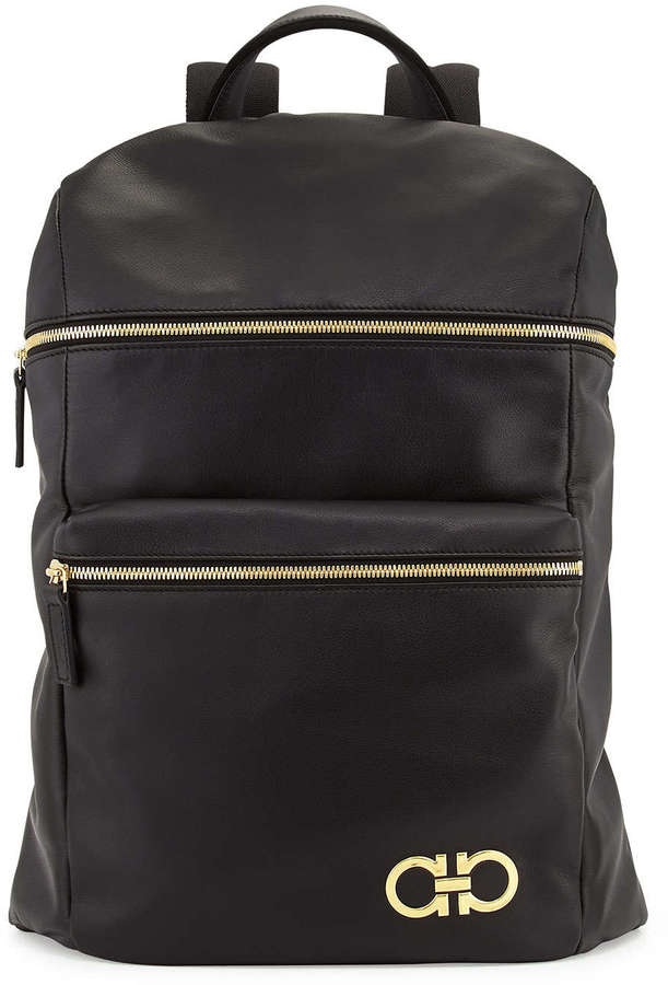 Salvatore Ferragamo Nevada Leather Backpack Black, $1,650 | Neiman ...