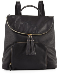 Neiman Marcus Pebbled Faux Leather Double Backpack Black