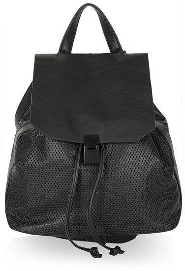 topshop black leather backpack