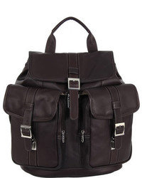 Piel Leather Medium Drawstring Backpack With Two Front Pockets