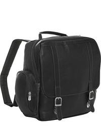 Piel Vertical Leather Laptop Backpack Black