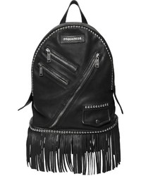 DSQUARED2 Punk Studded Fringed Leather Backpack