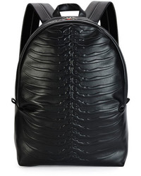 Alexander McQueen Ribcage Embossed Leather Backpack Black