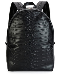 Alexander McQueen Ribcage Embossed Leather Backpack Black