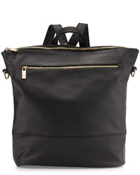 Neiman Marcus Saffiano Faux Leather Square Backpack Black