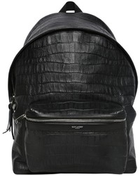 Saint Laurent Croc Embossed Leather Backpack
