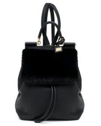 Dolce & Gabbana Sicily Small Leather Mink Fur Backpack