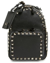 Valentino Small Rockstud Leather Backpack Grey