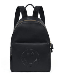 Anya Hindmarch Smiley Leather Backpack Black