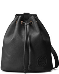 Gucci Soho Leather Drawstring Backpack Black