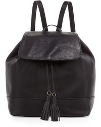 Neiman Marcus Tassel Flap Top Backpack Black