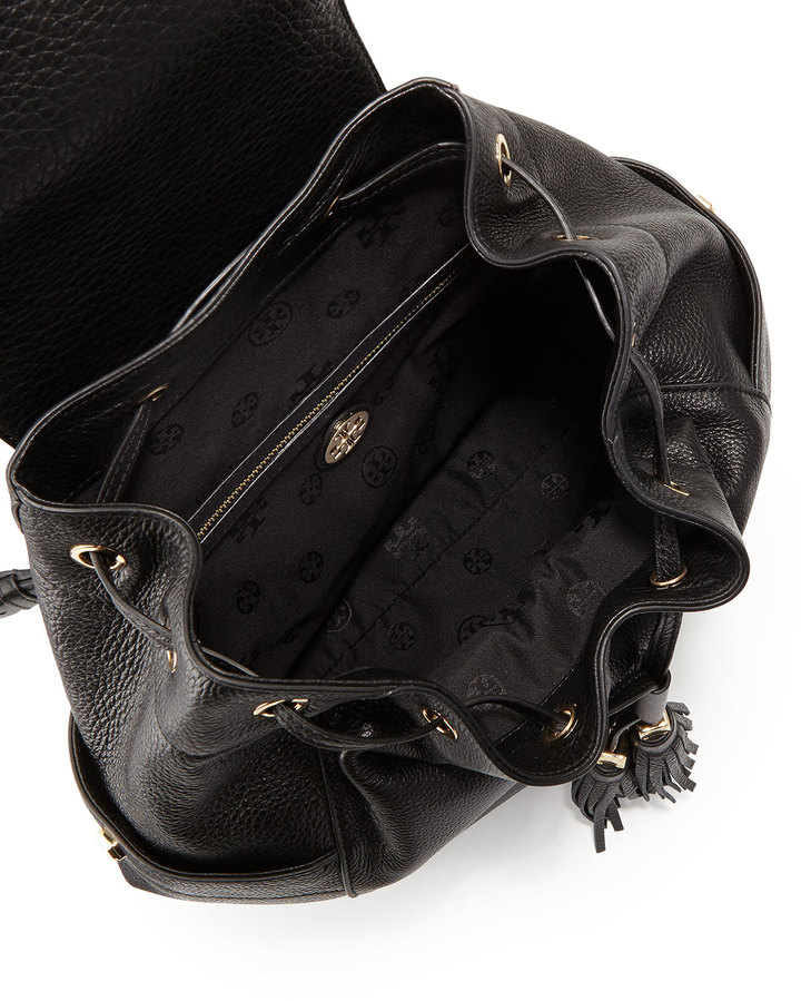 Tory Burch Thea Drawstring Leather Backpack Black, $495, Neiman Marcus