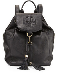 Tory Burch Thea Drawstring Leather Backpack Black