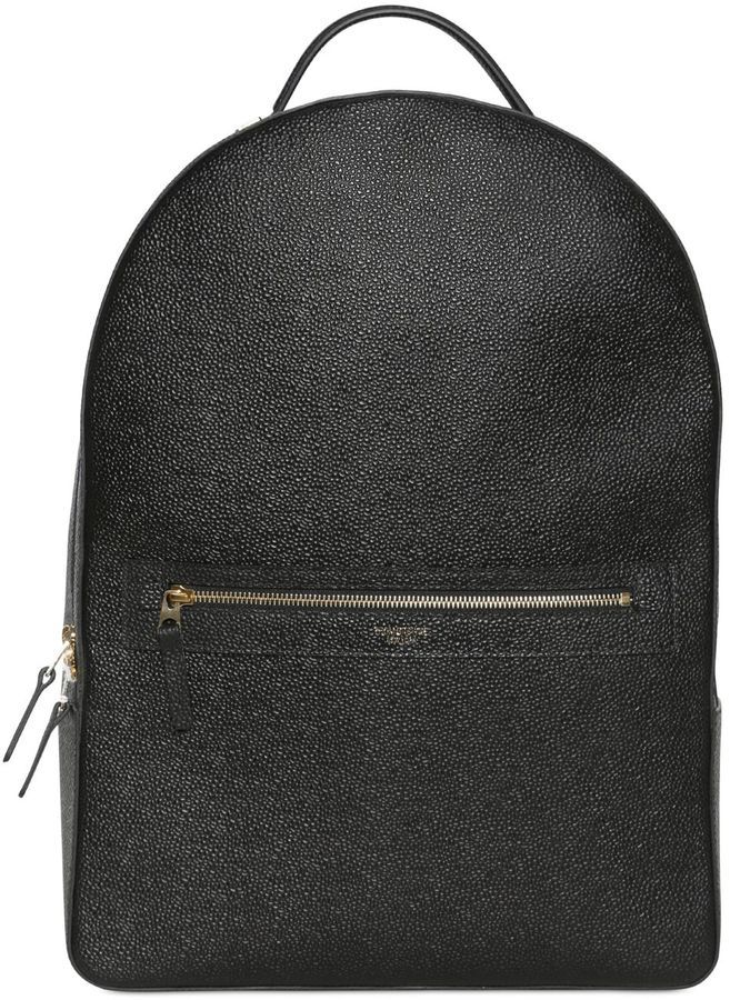 black pebbled leather backpack