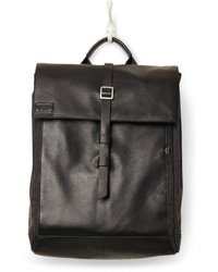 Toms Black Leather Canvas Caravan Backpack