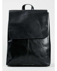 Topman Black Leather Backpack