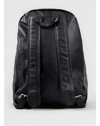 Topman Black Leather Look Backpack