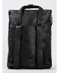 Topman Black Leather Rucksack
