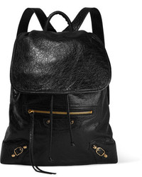 Balenciaga Traveller Textured Leather Backpack Black