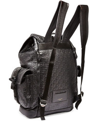 Givenchy Trident Star Embossed Leather Backpack Black