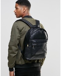 Mi-Pac Tumbled Leather Look Backpack In Black