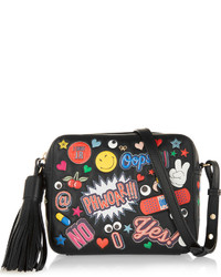 Anya Hindmarch All Over Stickers Leather Shoulder Bag Black