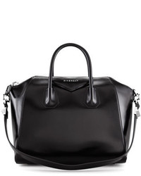 Givenchy Antigona Medium Shiny Leather Satchel Bag Black