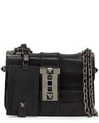 Valentino B Rockstud Leather Shoulder Bag Black