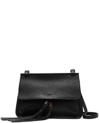 Gucci Bamboo Daily Leather Flap Shoulder Bag Black