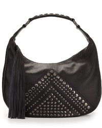 Isabella Fiore Bellmore Studded Leather Hobo Bag Black