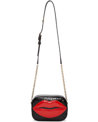 Charlotte Olympia Black Croc Embossed Pouty Bag