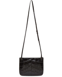 Alexander McQueen Black Croc Embossed Zip Bag