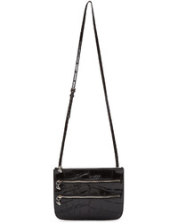 Alexander McQueen Black Croc Embossed Zip Bag