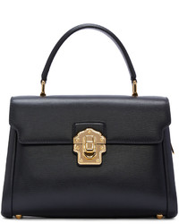 Dolce & Gabbana Black Iguana Embossed Lucia Bag