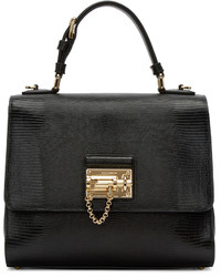 Dolce & Gabbana Black Iguana Embossed Monica Bag